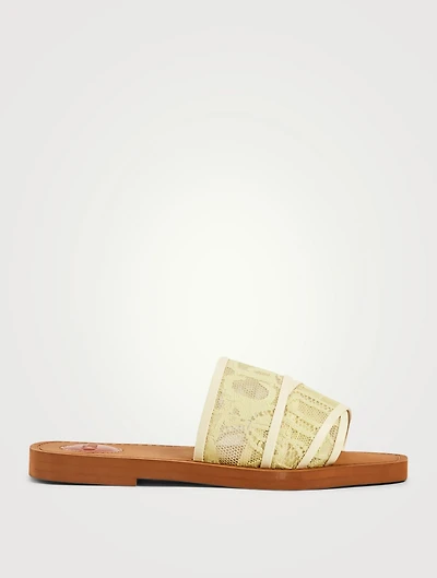 Woody Lace Logo Slide Sandals