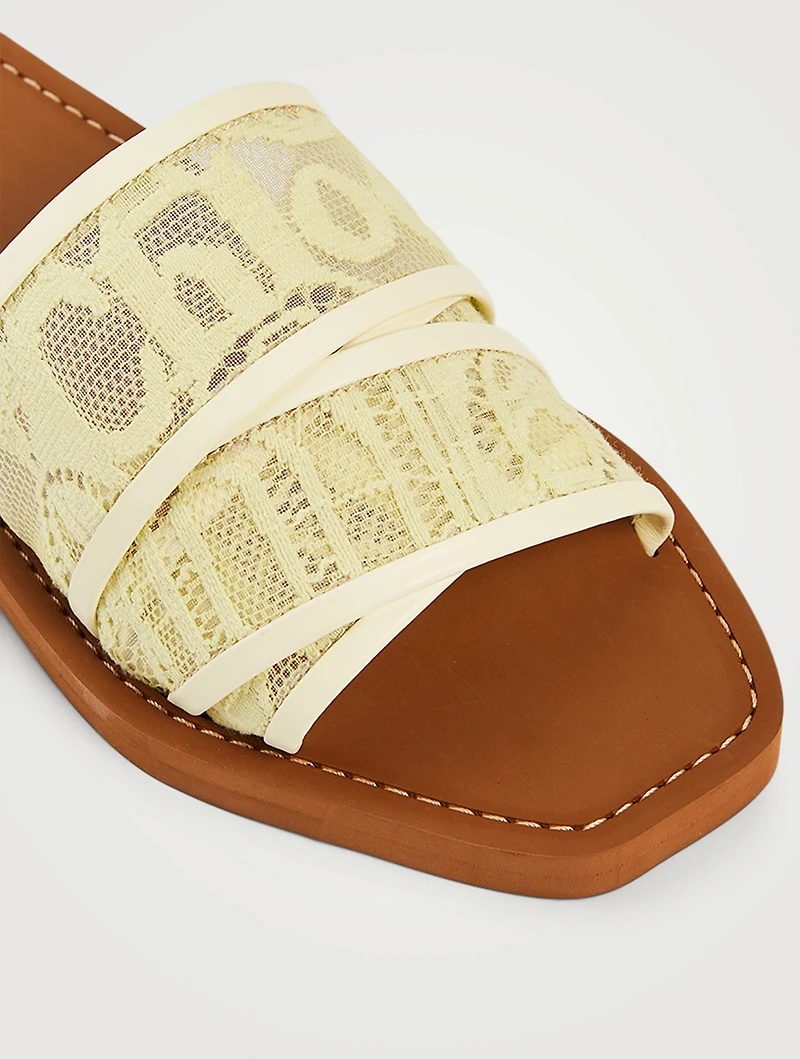 Woody Lace Logo Slide Sandals