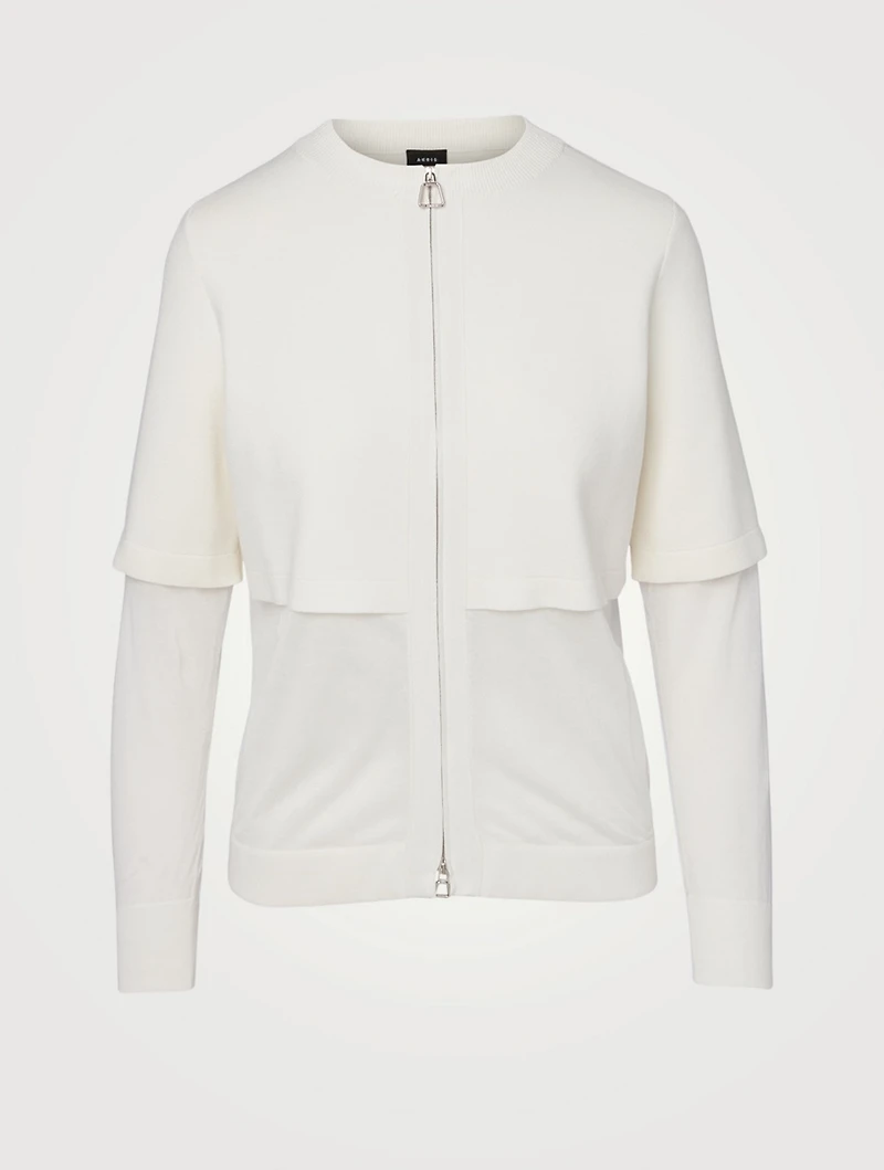 Cotton And Silk Zip Sweater