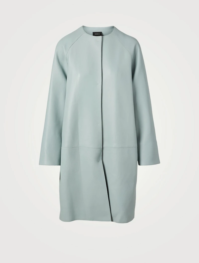 Leather Snap Button Coat