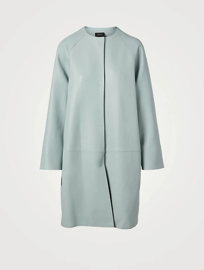 Leather Snap Button Coat