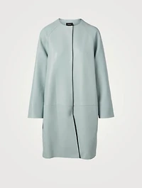Leather Snap Button Coat