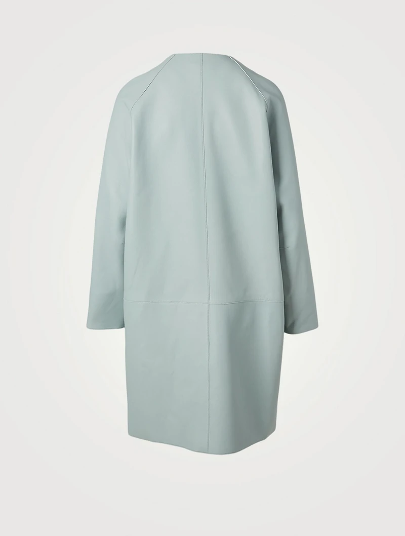 Leather Snap Button Coat
