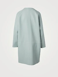 Leather Snap Button Coat