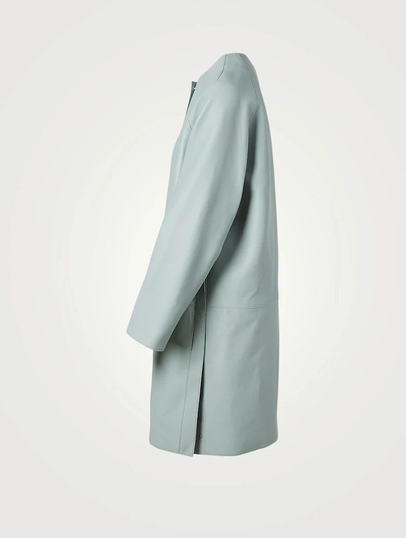 Leather Snap Button Coat