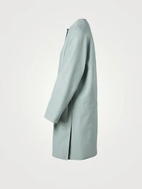 Leather Snap Button Coat