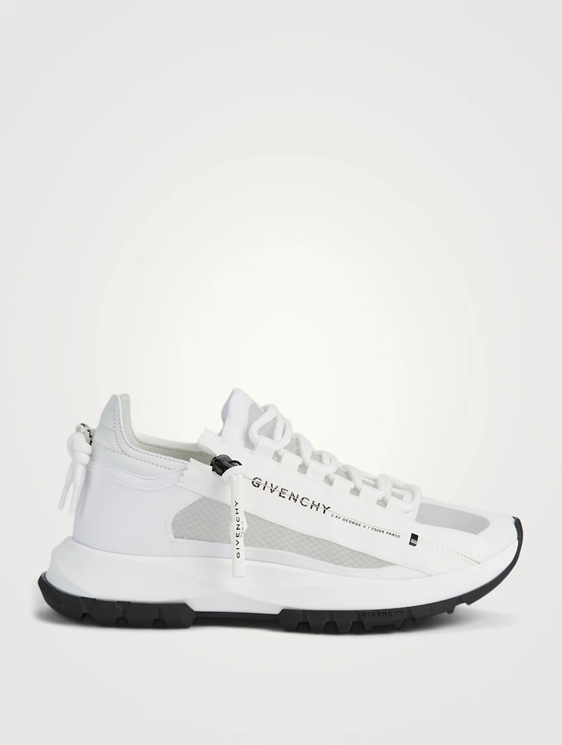 Spectra Low Leather And Mesh Runner Sneakers With Logo Zip