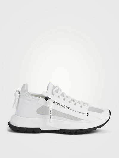Spectra Low Leather And Mesh Runner Sneakers With Logo Zip