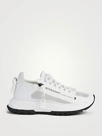 Spectra Low Leather And Mesh Runner Sneakers With Logo Zip