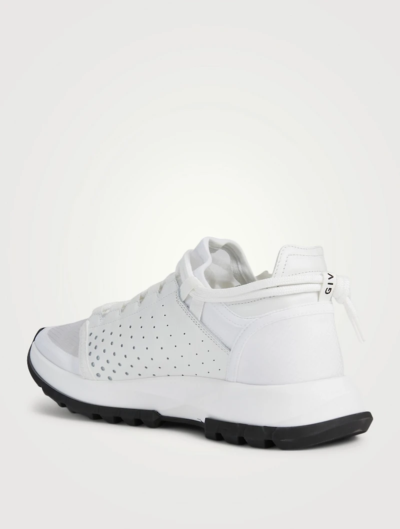 Spectra Low Leather And Mesh Runner Sneakers With Logo Zip