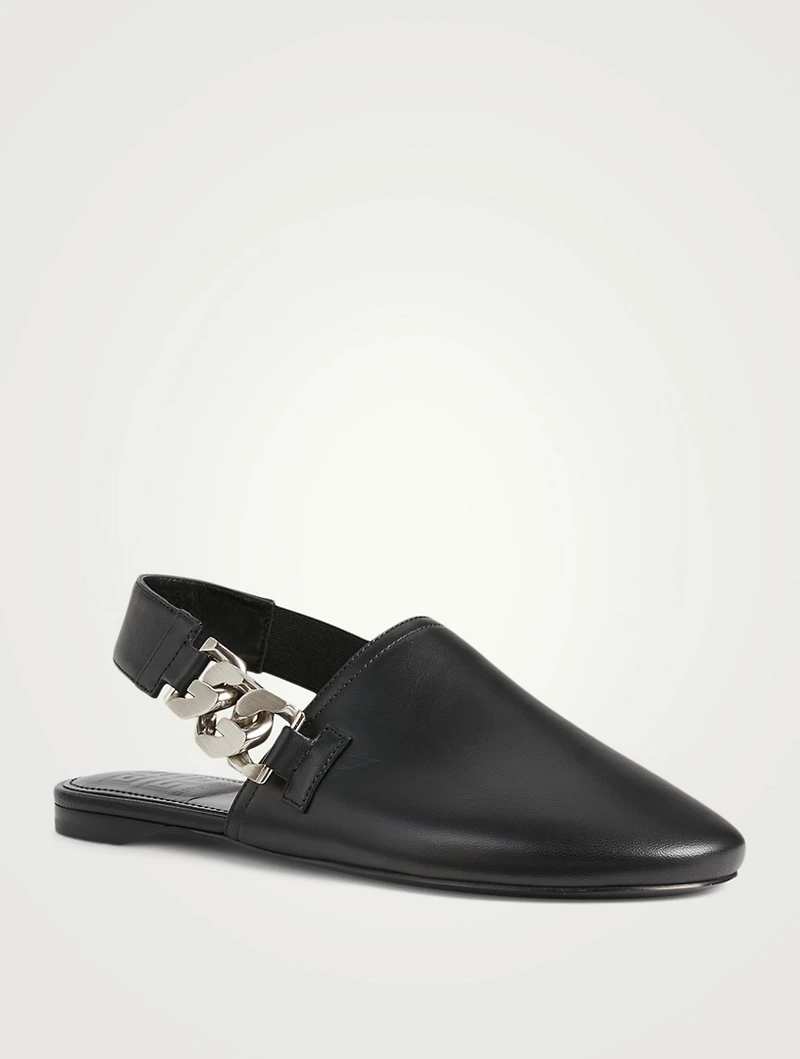 G Chain Leather Slingback Flats