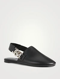 G Chain Leather Slingback Flats