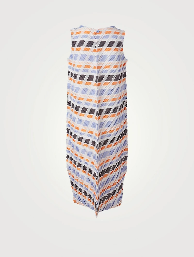 Multi Stripe Pleats Midi Dress
