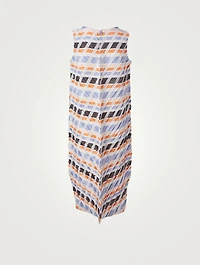 Multi Stripe Pleats Midi Dress