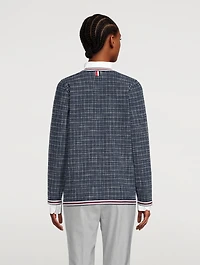 Textured Cotton Tweed Cardigan Check Print