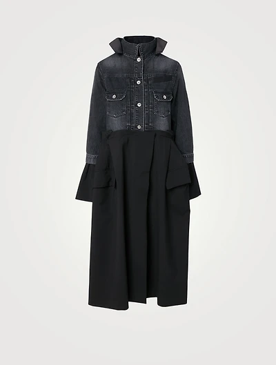 Denim Suiting Long-Sleeve Coat