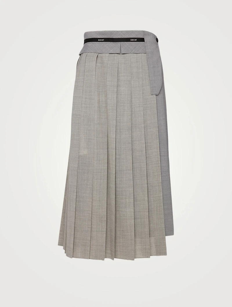 Wool-Blend Suiting Midi Skirt