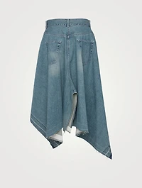 Asymmetric Denim Midi Skirt