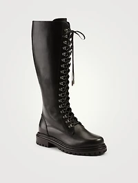 Leather Knee-High Combat Boots