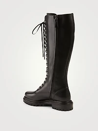 Leather Knee-High Combat Boots