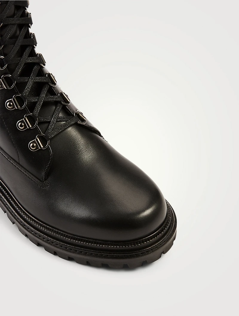 Leather Knee-High Combat Boots