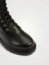Leather Knee-High Combat Boots