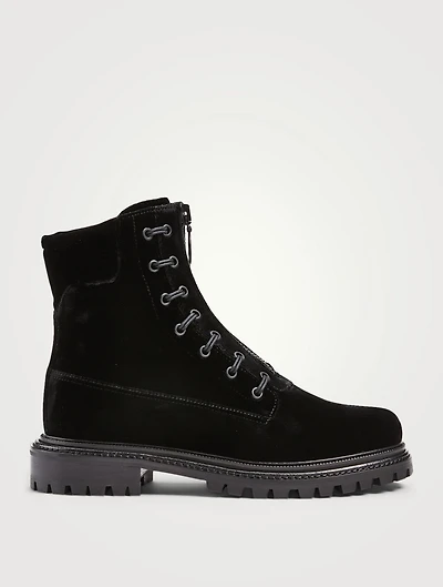 Kicks Velvet Zip-Up Ankle Boots