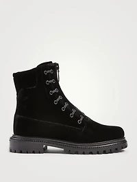 Kicks Velvet Zip-Up Ankle Boots