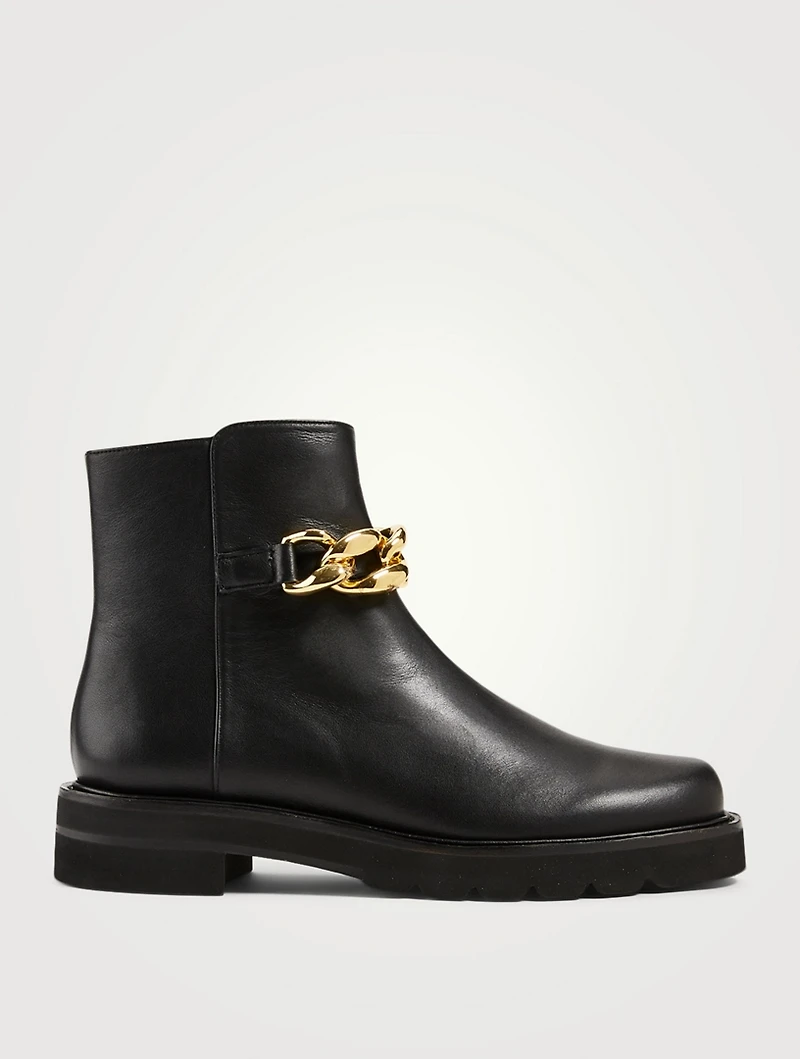 Chain Lift Leather Ankle Boots