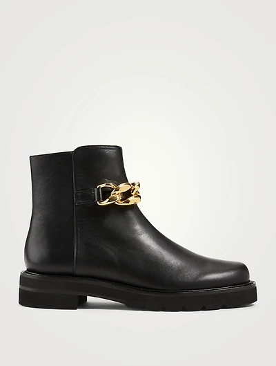 Chain Lift Leather Ankle Boots