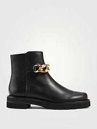 Chain Lift Leather Ankle Boots