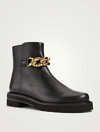 Chain Lift Leather Ankle Boots