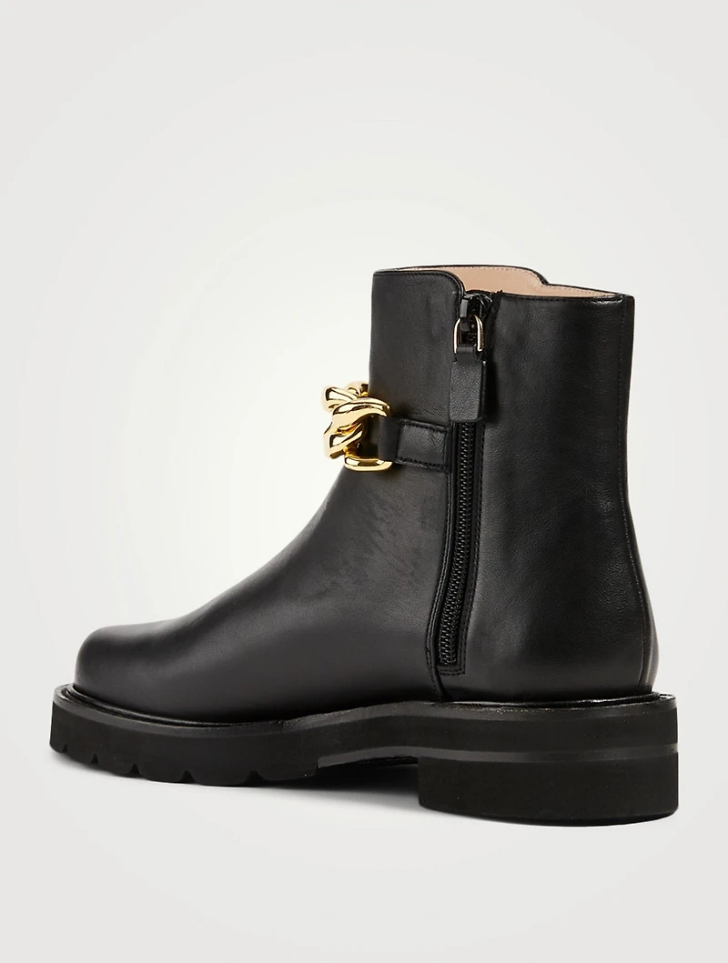 Chain Lift Leather Ankle Boots