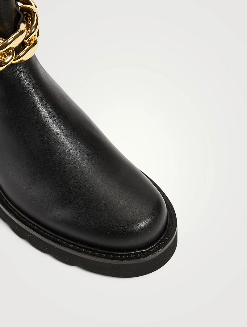 Chain Lift Leather Ankle Boots