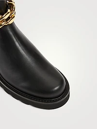 Chain Lift Leather Ankle Boots