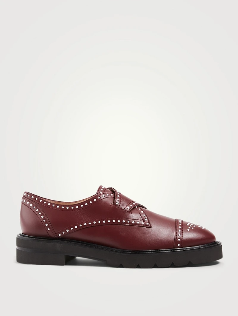 Jackson Lift Leather Shoes With Pearl Studs