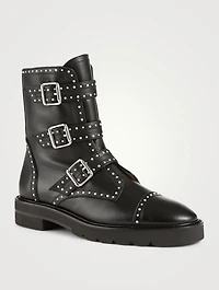 Jesse Lift Leather Ankle Boots With Pearl Studs