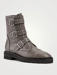 Jesse Lift Leather Ankle Boots With Pearl Studs
