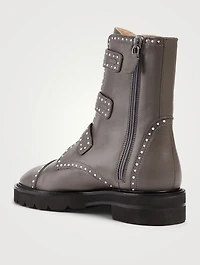 Jesse Lift Leather Ankle Boots With Pearl Studs