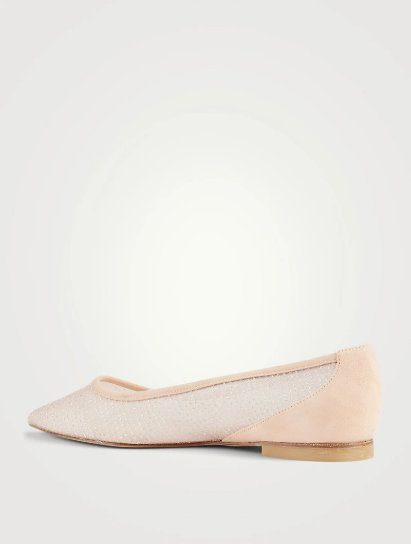 Tasha Suede And Mesh Ballet Flats