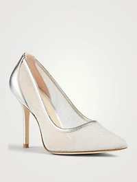 Tasha 75 Metallic Leather And Mesh Pumps