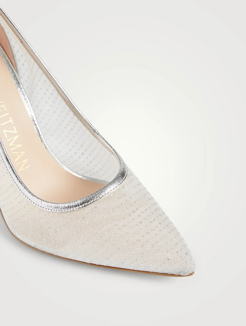Tasha 75 Metallic Leather And Mesh Pumps