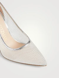 Tasha 75 Metallic Leather And Mesh Pumps