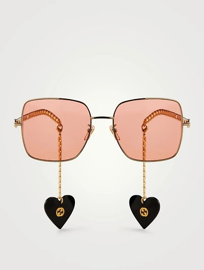 Square Sunglasses With GG Earring Charms
