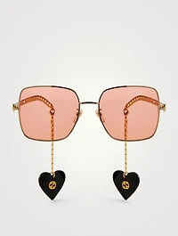 Square Sunglasses With GG Earring Charms
