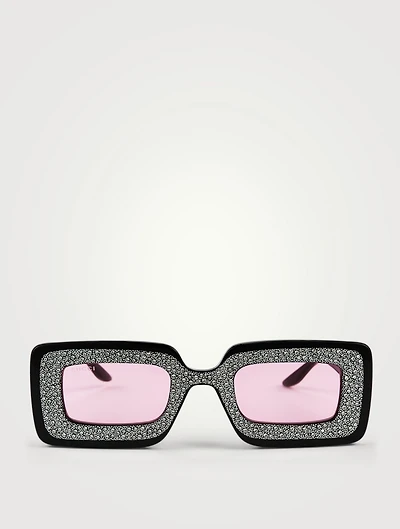 Rectangular Sunglasses With Crystals
