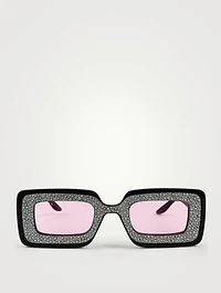 Rectangular Sunglasses With Crystals