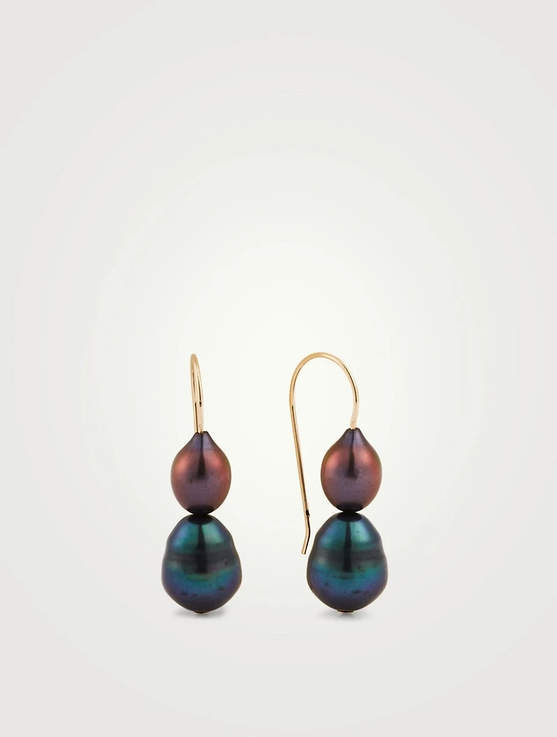Double Black Pearl Earrings