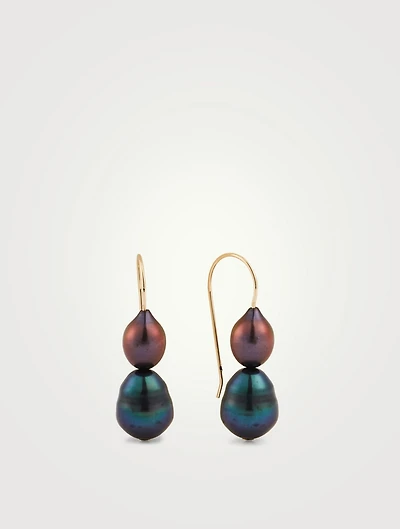 Double Black Pearl Earrings