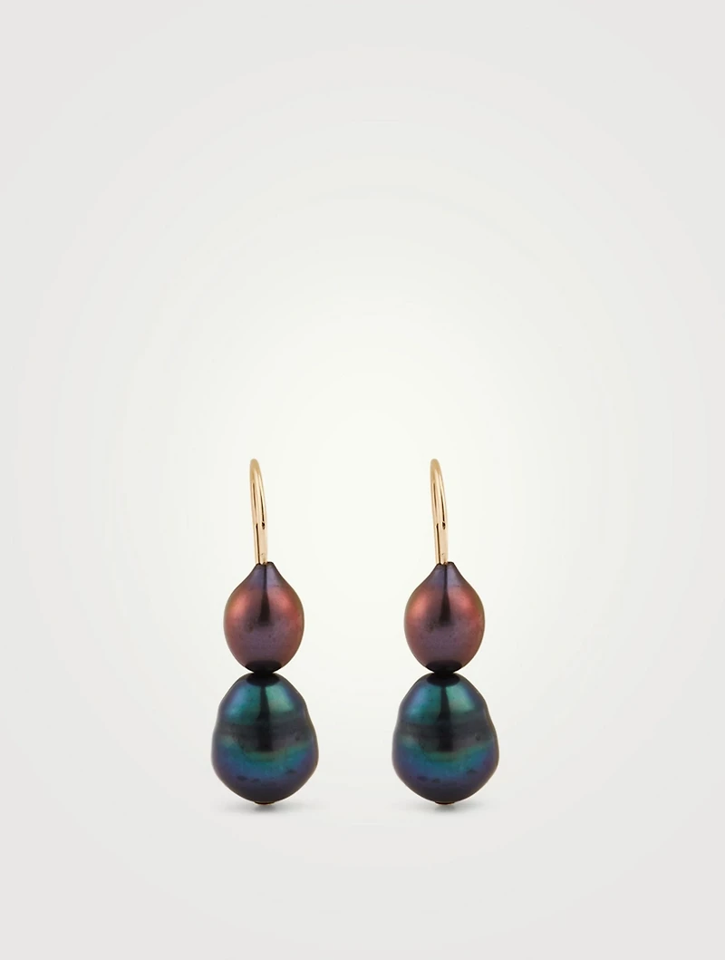 Double Black Pearl Earrings